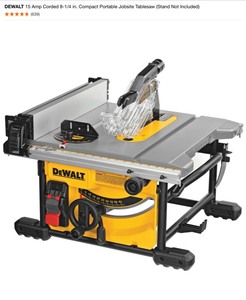 DEWALT 15 Amp Corded 8-14 in. Compact Portable Jobsite Tablesaw (Stand Not Included). See Pictures
