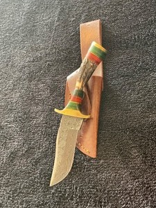 Custom Damascus Steel Stag Handle Knife
