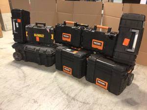 Lot of assorted Tool Boxes and mobile storage customer returns see pictures