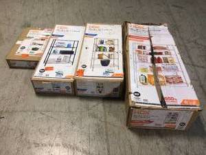 Lot of assorted storage shelving units open box customer returns not inspected see pitures