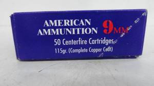 9mm 115gr Copper Coat American Ammunition 50 Rounds