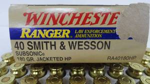 40 Smith & Wesson 180 Grain Winchester 50 Rounds