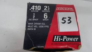 410 Gauge - 2 12- 12 oz Shot - 6 Shot Federal 25 Round