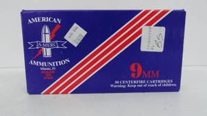 9mm 115 Grain Copper Coat American Ammo 50 Rounds