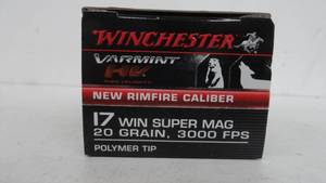 .17 Win Super-Mag 20 Grain Winchester 50 Rounds New