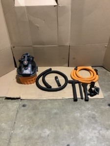 RIDGID 4 Gal. 5.0-Peak HP Portable WetDry Shop Vacuum with Filter, Dust Bag, Locking Hose, Car Nozzle & Car Cleaning Accessory Kit. See Pictures