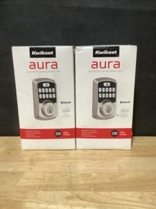(2) Aura Satin Nickel Single Cylinder Electronic Bluetooth Keypad Smart Lock Deadbolt featuring SmartKey Security. See Pictures