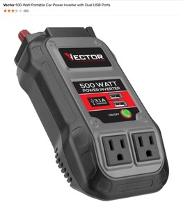 Vector 500-Watt Portable Car Power Inverter, 6-Volt12-Volt Battery Portable Car Battery Charger & 120-Watt Portable Car Power Inverters. See Pictures