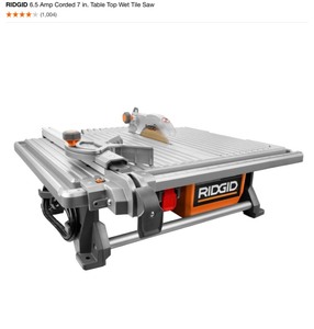 RIDGID 6.5 Amp Corded 7 in. Table Top Wet Tile Saw. See Pictures