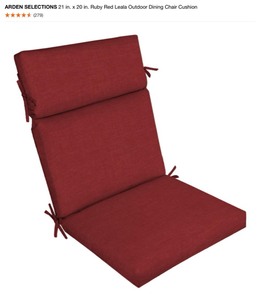 (2) ARDEN SELECTIONS 21 in. x 20 in. Ruby Red Leala Outdoor Dining Chair Cushions. See Pictures