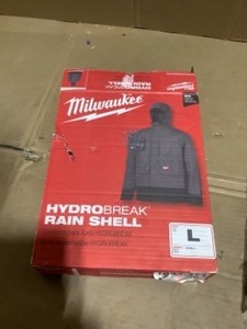 Milwaukee Mens Large Gray HYDROBREAK Layer Rain Shell Jacket. See Pictures