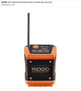 RIDGID 18V Cordless Mini Bluetooth Radio with Radio App & 18V 2 Ah Battery. See Pictures