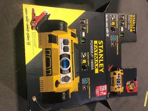 Stanley 1400 Peak 700 Instant Amp Portable Car Jump Starter with 500-Watt Inverter and 120 PSI Air Compressor