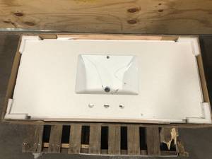 lot 60 image: ALLEN  ROTH Bestview Meridian 49-in WhitePolished Engineered Marble Bathroom Vanity Top - DAMAGED