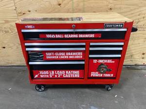 lot 86 image: CRAFTSMAN 2000 Series 41-in W x 34-in H 7-Drawer Steel Rolling Tool Cabinet (Red)