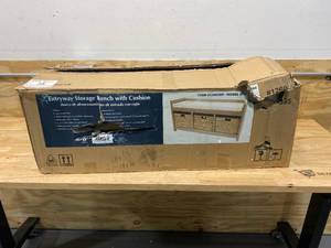 lot 89 image: Coastal Gray Wash Storage Bench with Storage