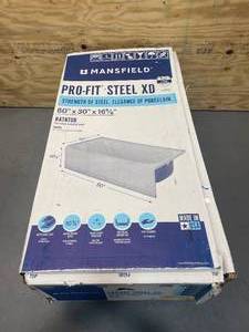 lot 17 image: MANSFIELD Pro-Fit Steel XD 30-in W x 60-in L White Porcelain Enameled Steel Rectangular Left Drain Alcove Soaking Bathtub