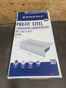 lot 18 image: MANSFIELD Pro-Fit Steel 30-in W x 60-in L White Porcelain Enameled Steel Rectangular Left Drain Alcove Soaking Bathtub