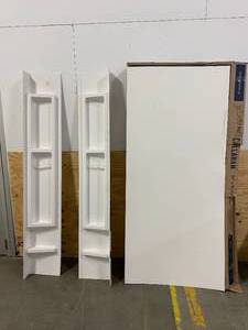 lot 125 image: Mansfield Callahan 33.5-in W x 80-in H x 61-in L 5-Piece White High-impact Polystyrene Bathtub Back Wall Panel (some damage)