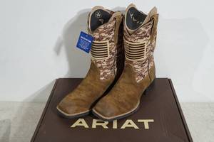 lot 163 image: NEW Ariat Sport Patriot Brown Boots - Mens 8.5 D