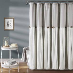 lot 107 image: Lush Dcor Linen Button Shower Curtain