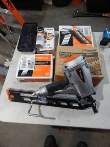 lot 11 image: Paslode Framing Nailer F350S With Assortment Of Framing Nails