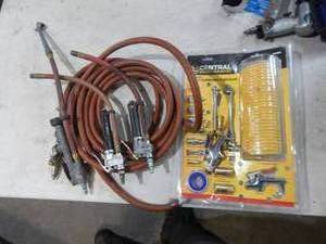 lot 12 image: Air Hoses, tire Gauges & Fittings