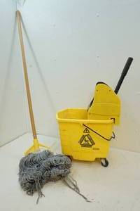 mop bucket with mop and wringer