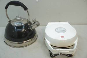 waffle maker and tea pot