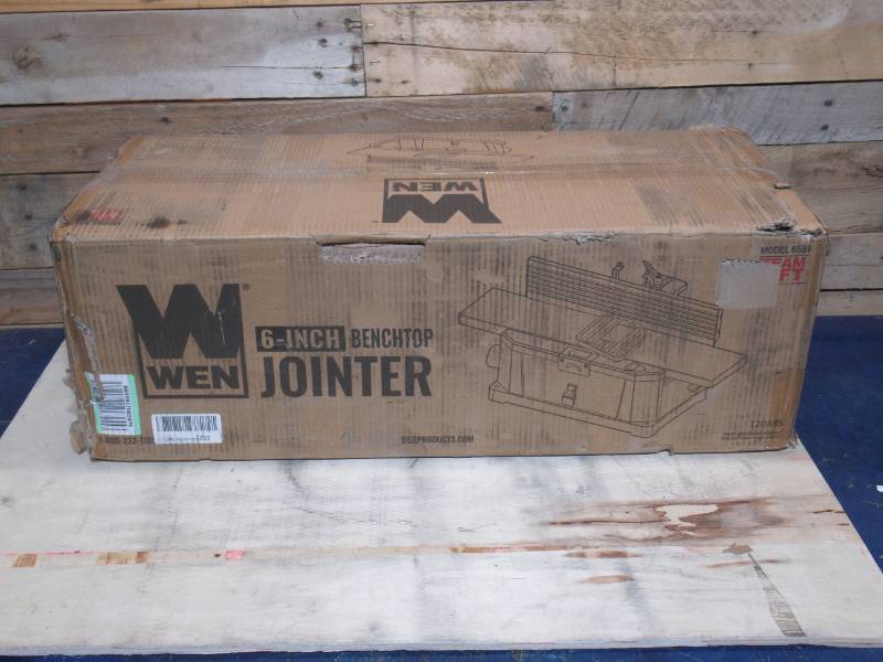lot 7 image: WEN 6559 6-Inch 10-Amp Corded Benchtop Jointer with Filter Bag and Depth Scale