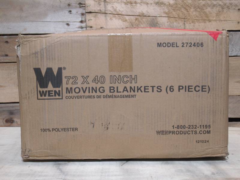 lot 31 image: WEN 272406 72-Inch by 40-Inch Heavy Duty Padded Moving Blankets, 6-Pack