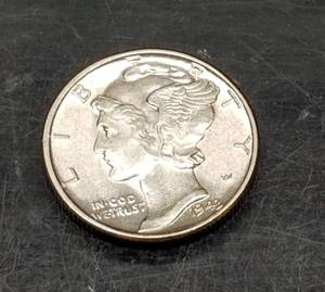 1943 MERCURY DIME BU