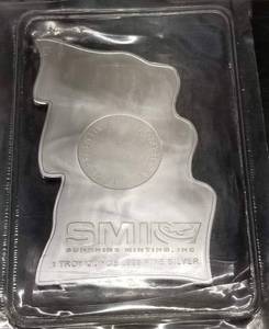 1 TROY OZ .999 FINE SILVER US FLAG ART BAR BY SMI SEALED