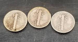 3 US SILVER MERCURY DIMES