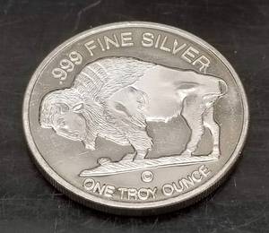 1 TROY OZ .999 FINE SILVER INDIAN BUFFALO ROUND