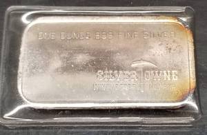 1 TROY OZ .999 FINE SILVER BAR VINTAGE SILVERTOWNE SEALED