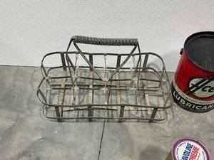Vintage Oil Cans & Carrying Rack