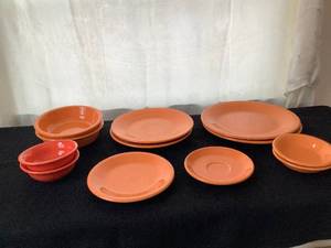 12 Pc Fiestaware Orange Ceramic Dishware