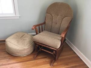 Glider Chair and Styrofoam Ball Stuffed Ottoman