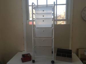 White Rolling Cart wDrawers