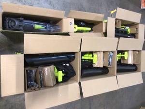 Pallet with assorted Cordless  Ryobi Blowers - not used - includes batteries and chargers Customer Returns See Pictures