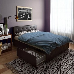 Room & Joy Dalia Queen Size Faux Leather Upholstered Bed With Storage Model 1327504