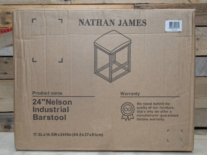 Nathan james nelson bar stool with leather cushion and metal base hot sale