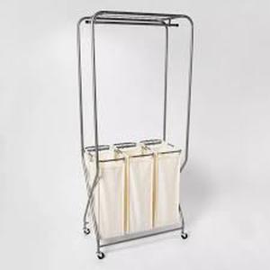 lot 2 image: Laundry Station with Triple Sorting Bag White - Threshold