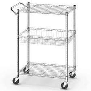 lot 3 image: Made By Design 3 Tier Utility Cart With Wheels And Handle Chrome