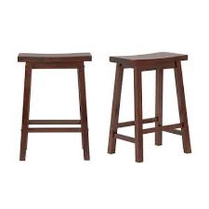 lot 7 image: StyleWell Walnut Finish Saddle Backless Counter Stool (Set of 2)