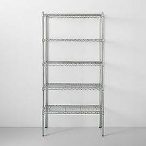 lot 12 image: 5 Tier Wide Wire Shelf Silver - Made By Design