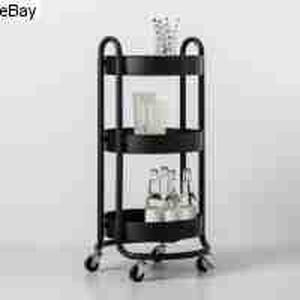 lot 14 image: Round Metal Utility Cart Matte Black - Made By Design