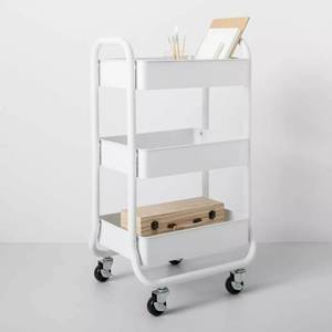 lot 17 image: 3-Tier Metal Utility Cart, White, Made By Design