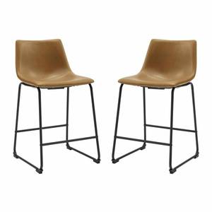 lot 38 image: 26 Faux Leather Counter Stool 2 pack - Whiskey Brown